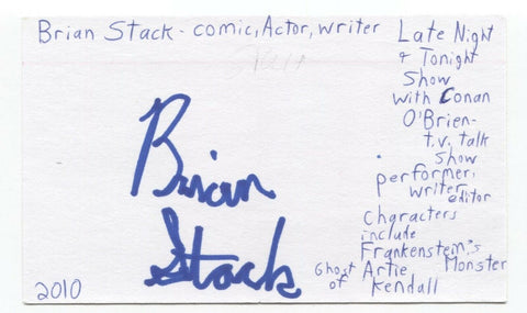 Brian Stack Signed 3x5 Index Card Autographed Signature Comedian Actor Writer