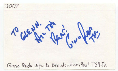 Gino Reda Signed 3x5 Index Card Autographed Canadian Sports Reporter TSN
