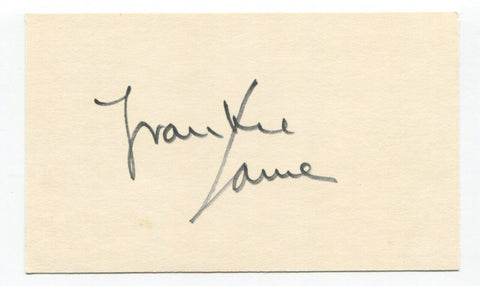 Frankie Lane Signed 3x5 Index Card Autographed Singer