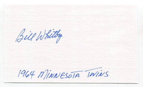 Bill Whitby Signed 3x5 Index Card Autograph Baseball MLB Minnesota Twins