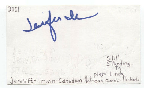 Jennifer Irwin Signed 3x5 Index Card Autograph Signature Actress