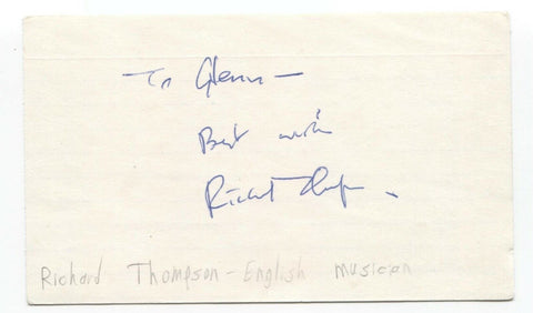 Richard Thompson Signed 3x5 Index Card Autographed Signature Singer Musician