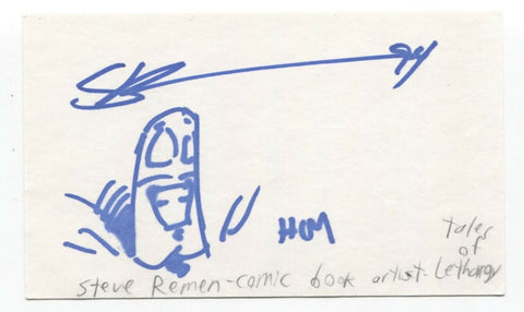 Steve Remen Signed 3x5 Index Card Autographed Sketch Comic Artist