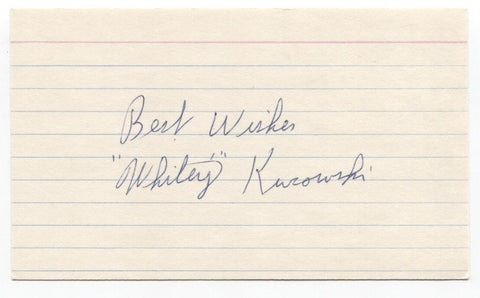 Whitey Kurowski Signed 3x5 Index Card Baseball Autographed Signature All-Star