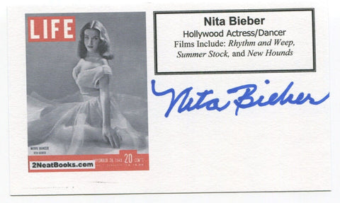 Nita Bieber Signed 3x5 Index Card Autographed Actress Dancer Rhythm and Weep