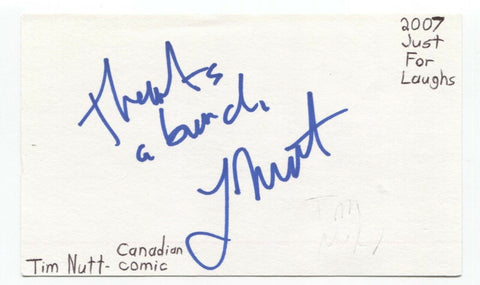 Tim Nutt Signed Index 3x5 Card Autographed Signature Comic Actor Comedian