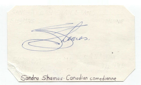 Sandra Shamas Signed 3x5 Index Card Autographed Signature Comedian Comic Actor