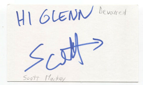 Devoured - Scott Mackay Signed 3x5 Index Card Autographed Signature Band