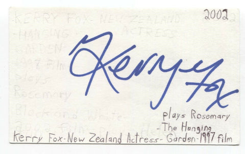 Kerry Fox Signed 3x5 Index Card Autographed Signature Actress