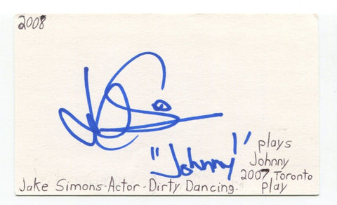 Jake Simons Signed 3x5 Index Card Autographed Actor Le Femme Nikita Degrassi