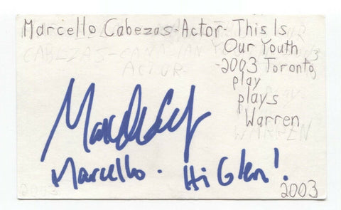 Marcello Cabezas Signed 3x5 Index Card Autograph Signature Actor