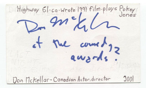 Don McKellar Signed 3x5 Index Card Autographed Signature Director Actor