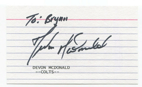 Devon McDonald Signed 3x5 Index Card Autographed Signature Football Colts NFL