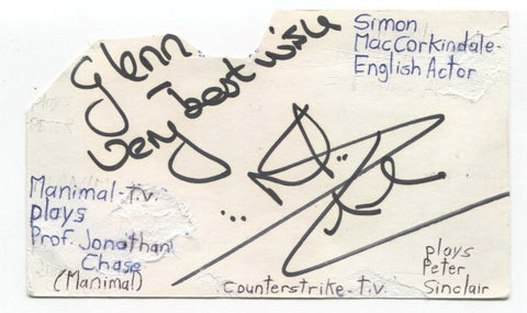 Simon MacCorkindale Signed 3x5 Index Card Autographed Signature Actor