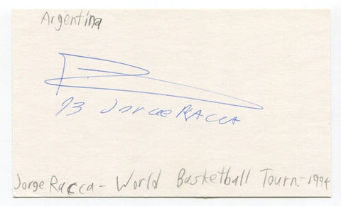 Jorge Racca Signed 3x5 Index Card Autographed Basketball Argentina