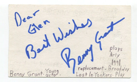 Benny Grant Signed Index Card Autograph Actress Lost In Yonkers
