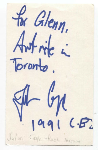 Julian Cope Signed 3x5 Index Card Autographed Signature The Teardrop Explodes