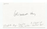 Elizabeth Hay Signed 3x5 Index Card Autographed Signature Author Novelist