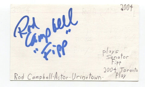 Rod Campbell Signed 3x5 Index Card Autographed Actor Urinetown