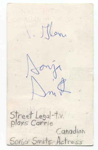 Morag Smith Steve Smith Sonja Smits Signed 3x5 Index Card Autographed Signature