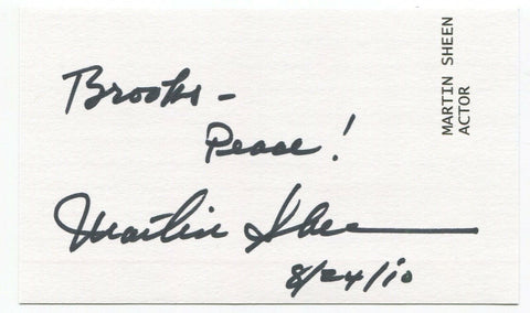Martin Sheen Signed 3x5 Index Card Autographed Signature Actor