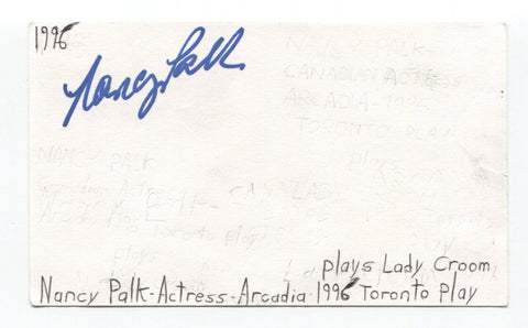 Nancy Palk Signed 3x5 Index Card Autographed Actress Rogue Reacher