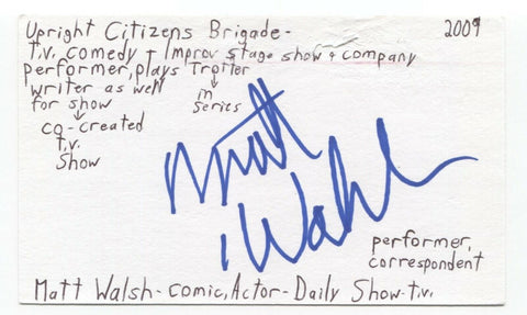 Matt Walsh Signed 3x5 Index Card Autographed Signature Actor Comedian Veep