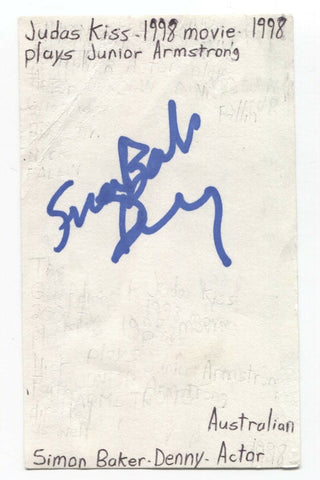 Simon Baker Signed 3x5 Index Card Autographed Signature Actor The Mentalist