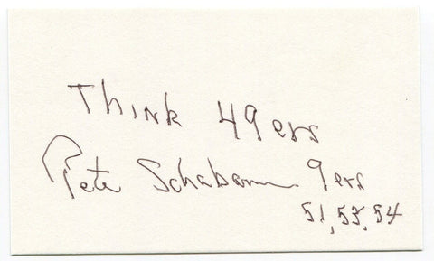 Peter Schabarum Signed 3x5 Index Card Autographed NFL Football SF 49ers