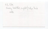 Richard E. Cole Signed 3x5 Index Card Autographed WWII Doolittle US Air Force