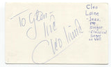Cleo Laine Signed 3x5 Index Card Autographed Signature Singer