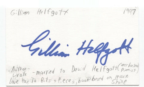 Gillian Helfgott Signed 3x5 Index Card Autographed Signature Author
