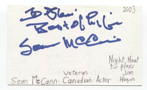 Sean McCann Signed 3x5 Index Card Autographed Signature Actor