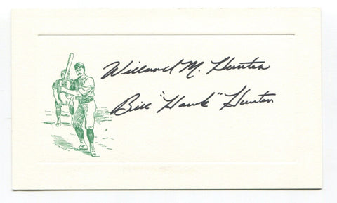 Willard Hunter Signed Card Autographed Baseball MLB Roger Harris Collection