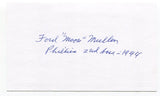 Ford "Moon" Mullen Signed 3x5 Index Card Autographed Baseball 1939 Oregon Ducks