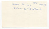 Benny McCoy Signed 3x5 Index Card Autographed MLB Baseball Detroit Tigers