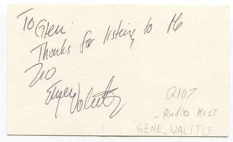 Gene Valitis Signed 3x5 Index Card Autographed Jesse and Gene Radio Show Q107