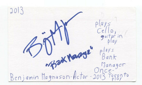 Benjamin Magnuson Signed 3x5 Index Card Autographed Signature Actor