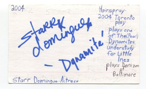 Starr Domingue Signed 3x5 Index Card Autographed Actress Hairspray Odd Squad