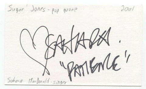 Sandra MacDonald Signed 3x5 Index Card Autographed Signature Sugar Jones