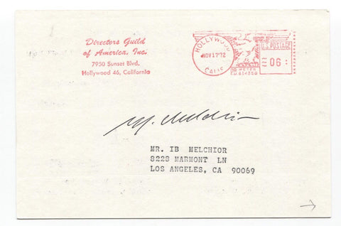 Ib Melchior Signed Card Autographed Science Fiction Writer Producer