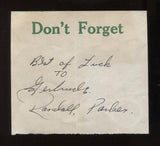 Randall Parker Signed Card Kentucky Early Radio Autographed 1940's WHAS Station