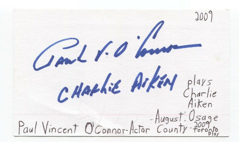 Paul Vincent O'Connor Signed 3x5 Index Card Autographed Signature Actor