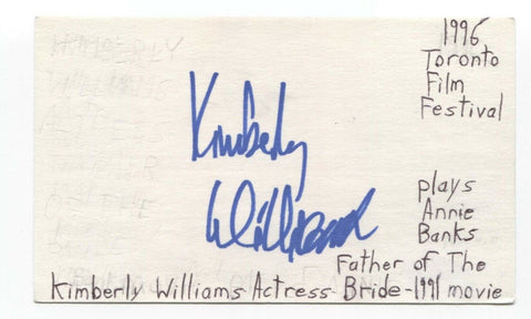 Kimberly Williams Paisley Signed 3x5 Index Card Autograph Signature Actress