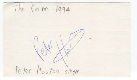 The Farm - Peter Hooton Signed 3x5 Index Card Autographed Signature