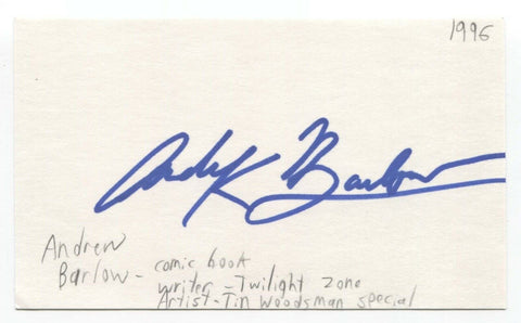 Andrew Barlow Signed Index Card Autograph Signature Comic Artist