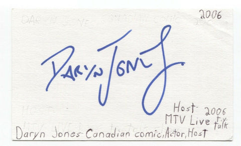 Daryn Jones Signed 3x5 Index Card Autographed Signature Comedian Comic Actor