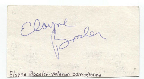 Elayne Boosler Signed 3x5 Index Card Autographed Signature Comedian Comic