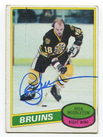 1980 Topps Rick Middleton Signed Card Hockey NHL AUTO #251 Boston Bruins
