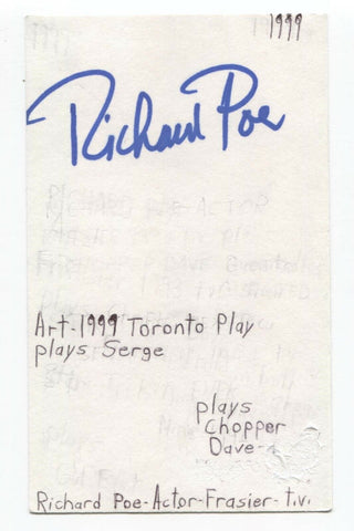 Richard Poe Signed 3x5 Index Card Autographed Signature Actor Star Trek